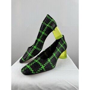 Miista London Woven Plaid Green Pumps Size 11 (41 EU)